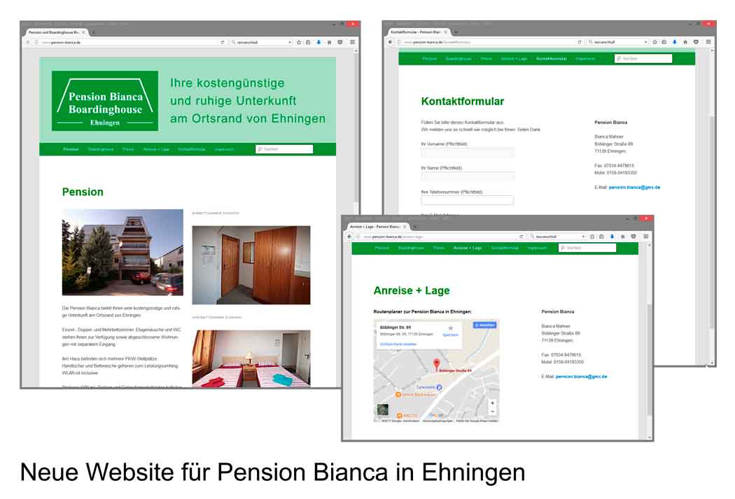 Neue Website für Pension Bianca in Ehningen