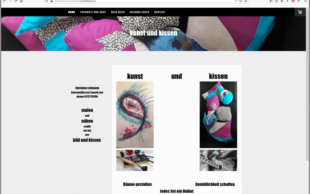 Die neue Website https://kunst-und-kissen.jimdofree.com/ für Gemälde und Kissen, die zusammen eine Einheit darstellen