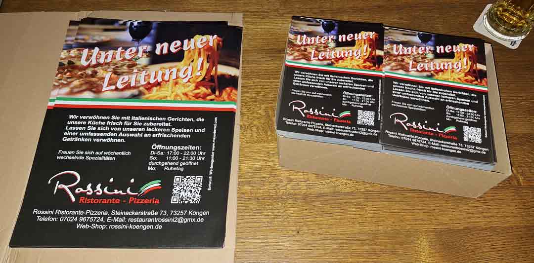 Poster und Flyer für Ristorante Pizzeria Rossini