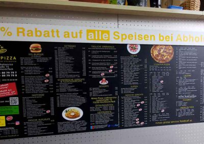 Klebefolie auf Theke bei Ninos Pizzaservice in Kirchheim unter Teck